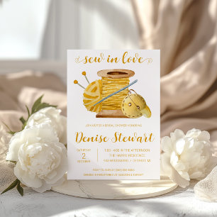 Sew in Love, Sewing Notions Bridal Shower Invitation
