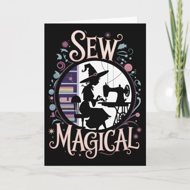 Sew Magical Funny Halloween Sewing  Card (Front)