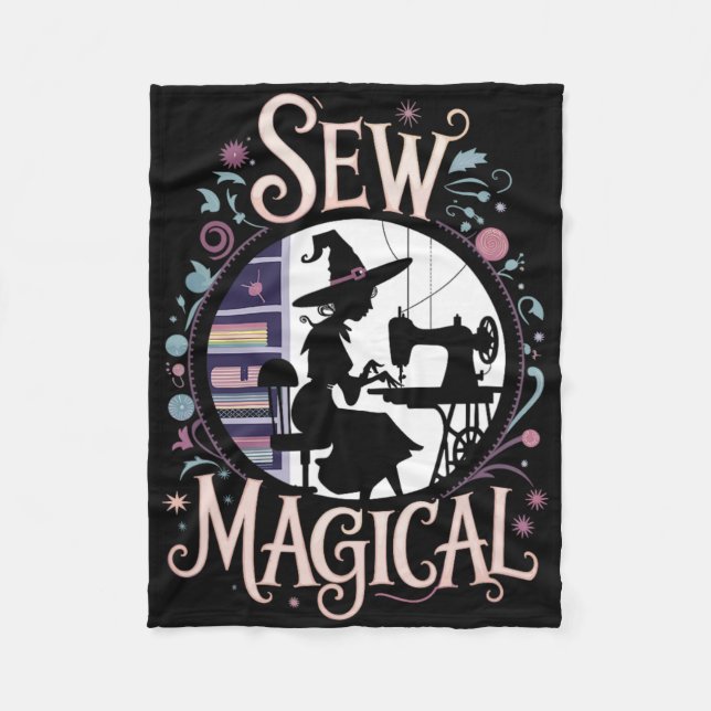 Sew Magical Funny Halloween Sewing  Fleece Blanket (Front)
