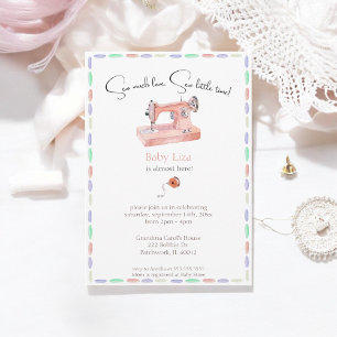 Sew Much Love Pastel Watercolor Stitch Baby Shower Invitation