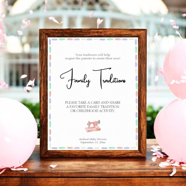 Sew Much Love Pink Watercolor Family Traditions  Poster (Creator Uploaded)