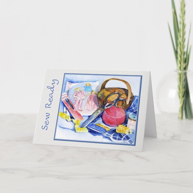 Sew Ready, Watercolor, 7x5 Folded Card (Front)