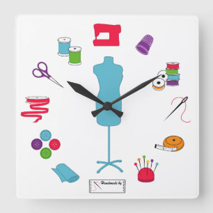Sew Right Time Square Wall Clock