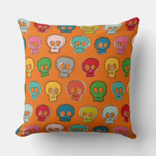 sew skully orange cushion