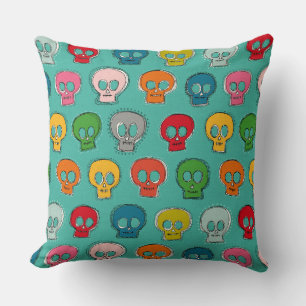 sew skully turquoise cushion