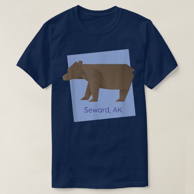 Seward AK Brown Origami Bear Abstract Geometrical  T-Shirt (Design Front)