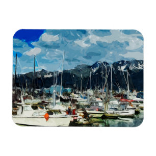 Seward Alaska Habor Abstract Impressionism Magnet