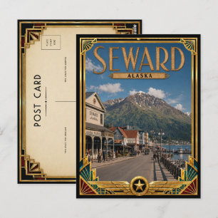 Seward Alaska Vintage Art Deco Golden Age Postcard