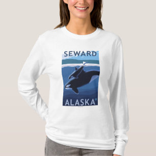 Seward, AlaskaOrca and Calf Scene T-Shirt