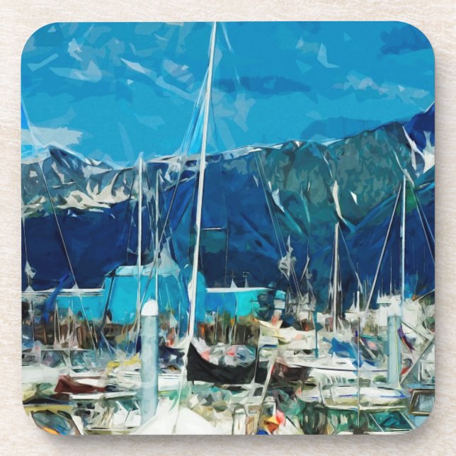 Seward Harbour Alaska Abstract Impressionism Coaster (Front)