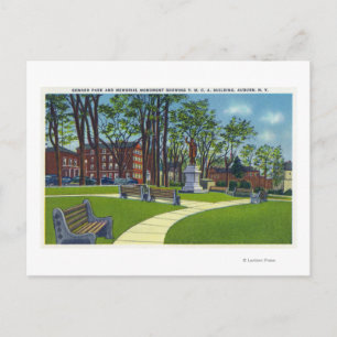 Seward Park Memorial Monument View of YMCA Postcard
