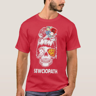 Sewciopath Cool Leopard Skull Floral Sewing Gifts  T-Shirt