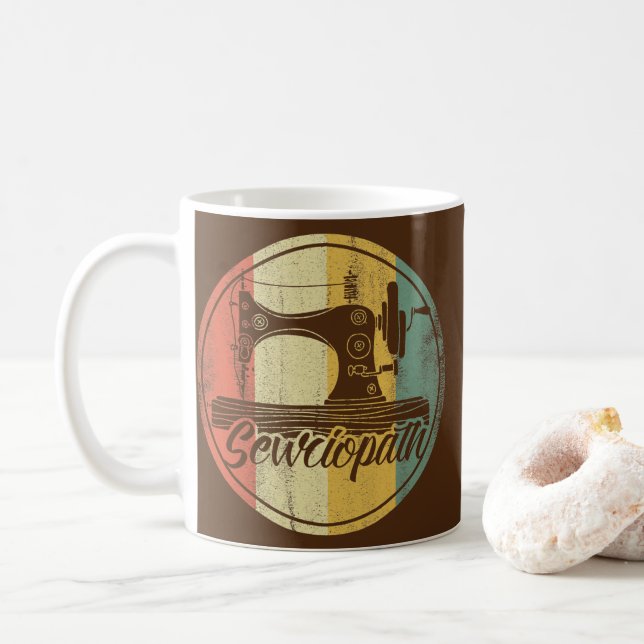 Sewciopath Sewing Love Seamstress Embroider Coffee Mug (With Donut)