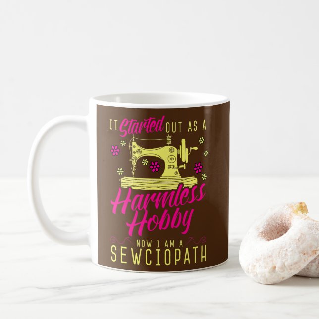 Sewciopath Sewing Love Seamstress Embroider Coffee Mug (With Donut)