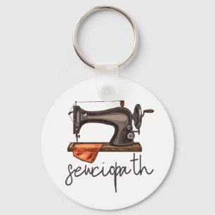 Sewciopath Sewing Machine Funny Quote Minimalist Key Ring
