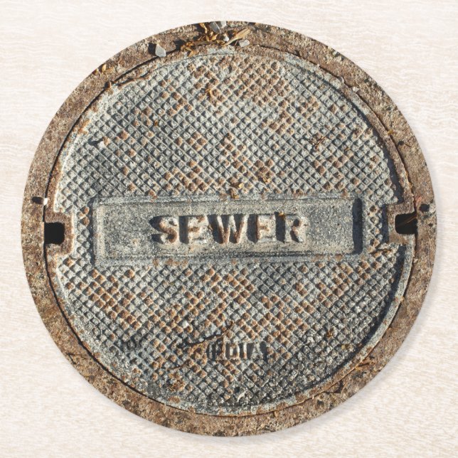 Sewer City Manhole Cover Round Paper Coaster (Front)