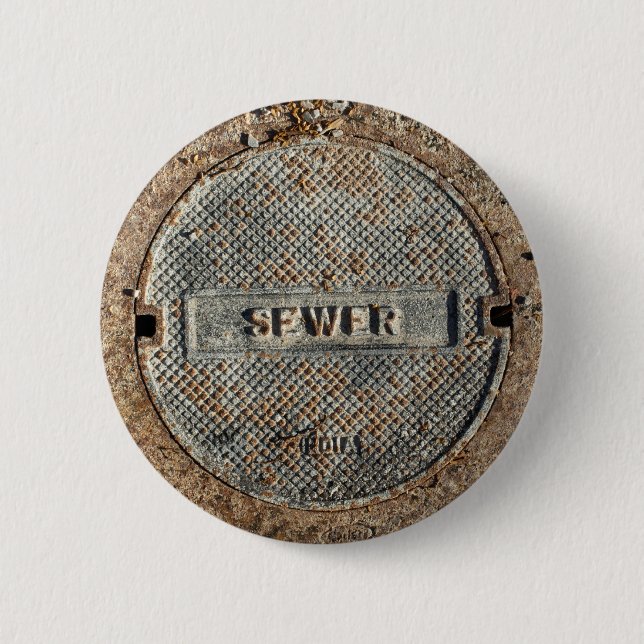 Sewer Manhole Cover 6 Cm Round Badge (Front)