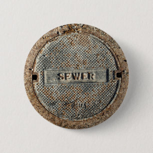 Sewer Manhole Cover 6 Cm Round Badge