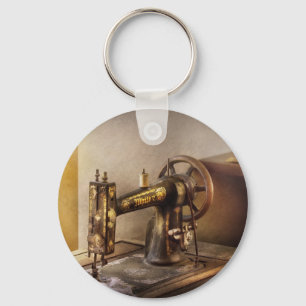 Sewing - A black & white sewing machine Key Ring