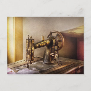 Sewing - A black & white sewing machine Postcard