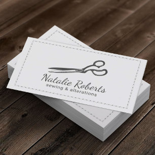 Sewing Alteration Seamstress Tailor Scissor Logo Business Card
