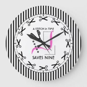 Sewing Alterations - A Stitch in Time Saves Nine Large Clock