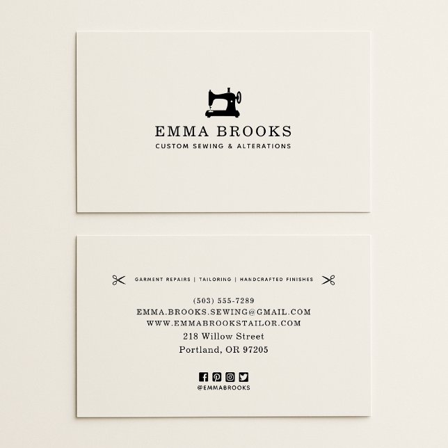 Sewing & Alterations Business Card, logo, SM icons Business Card (Creator Uploaded)