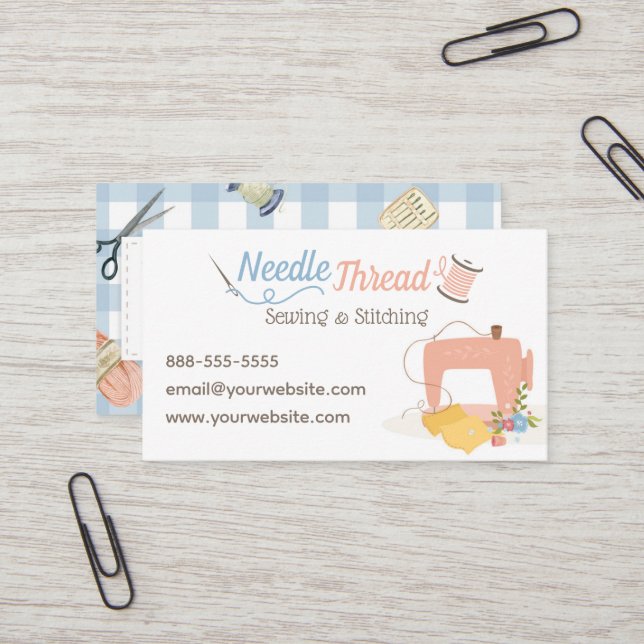 Sewing Alterations Seamstress Business Card (Front/Back In Situ)