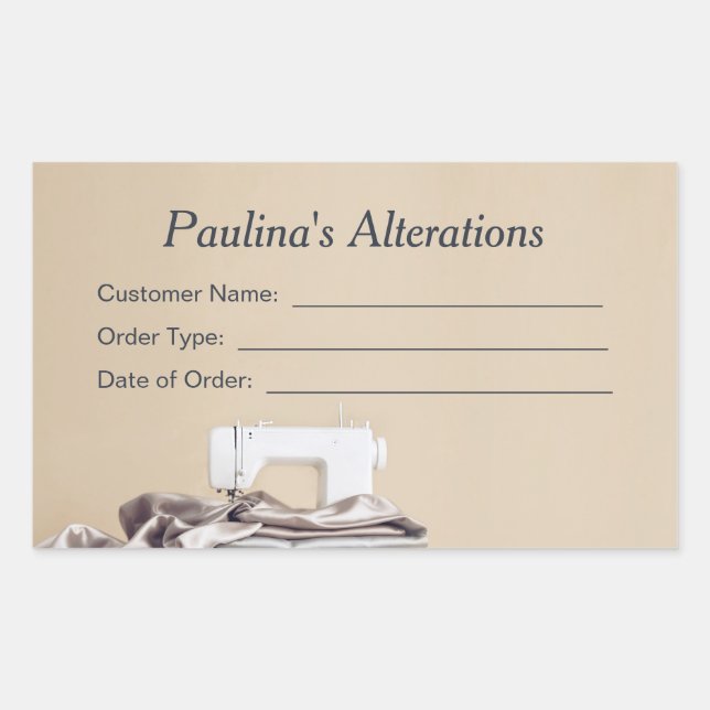 Sewing Alterations Seamstress Customer Order Label (Front)