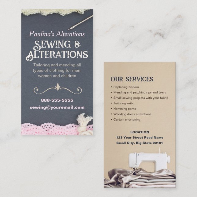 Sewing Alterations Services Seamstress Business Card (Front/Back)