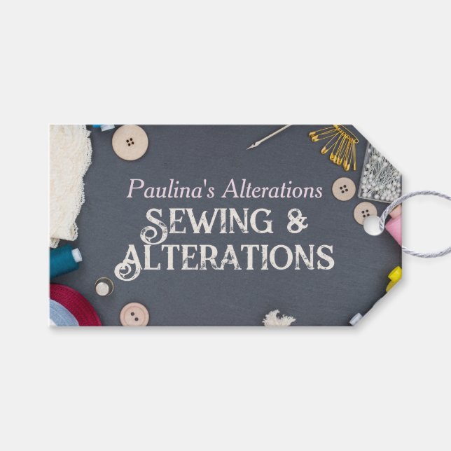 Sewing Alterations Services Seamstress Hang Tag (Front (Horizontal))