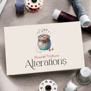 Sewing & Alterations Watercolor QR Business Card