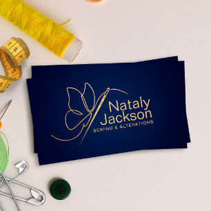 Sewing and Alterations - Butterfly Needle  Business Card
