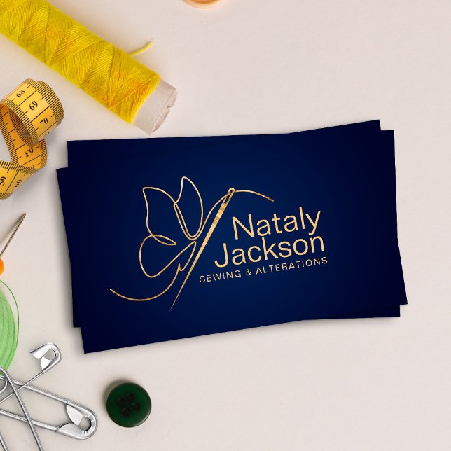 Sewing and Alterations - Butterfly Needle  Business Card (Creator Uploaded)