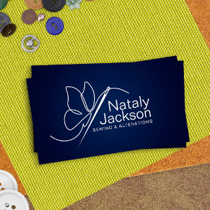 Sewing and Alterations - Butterfly Needle  Business Card