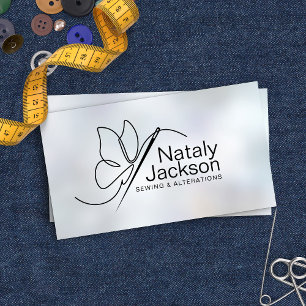 Sewing and Alterations - Butterfly Needle  Business Card