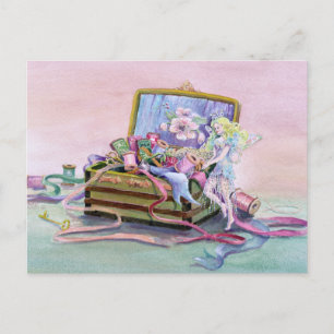 SEWING BOX FAERIE by SHARON SHARPE Postcard