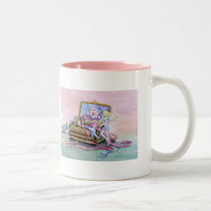 SEWING BOX FAERIE by SHARON SHARPE Two-Tone Coffee Mug