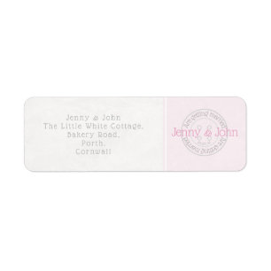Sewing button wedding lace and pink address label return address label