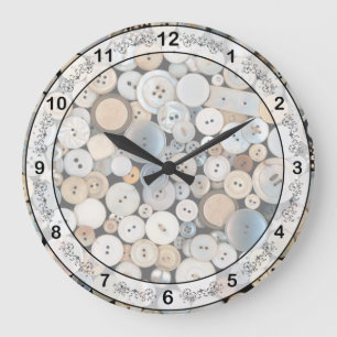 Sewing - Buttons - Lots of white buttons Large Clock