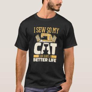 Sewing Cat Sewer Machine Seamstress Handcraft Sew T-Shirt