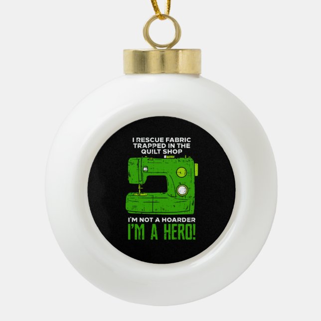 Sewing Ceramic Ball Christmas Ornament (Front)