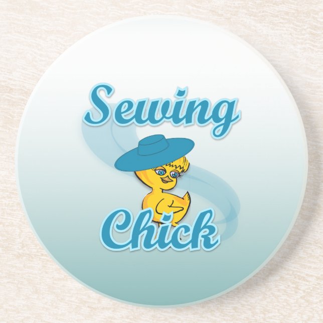 Sewing Chick #3 Coaster (Front)