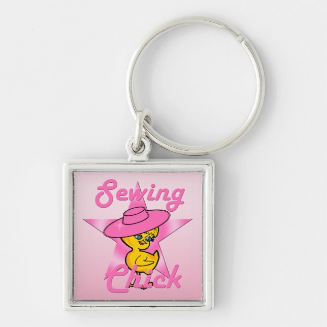 Sewing Chick #8 Key Ring (Front)