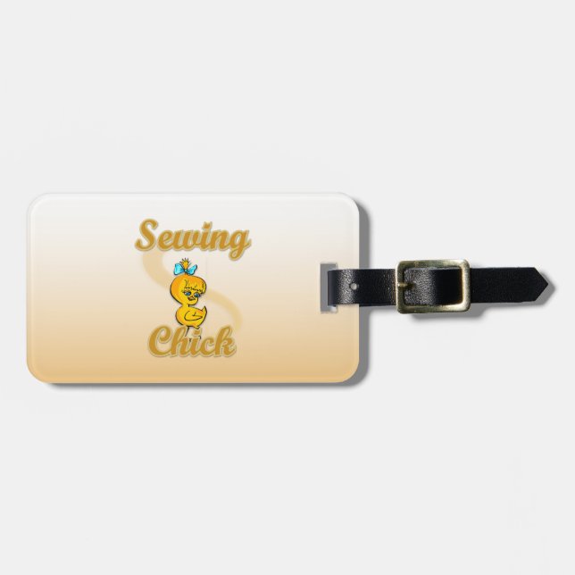 Sewing Chick Luggage Tag (Front Horizontal)