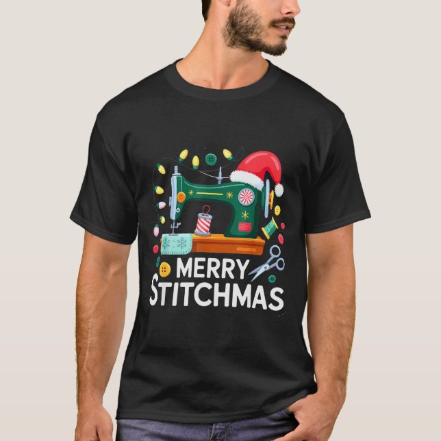 Sewing Christmas Xmas Quilting Merry Mas  T-Shirt (Front)