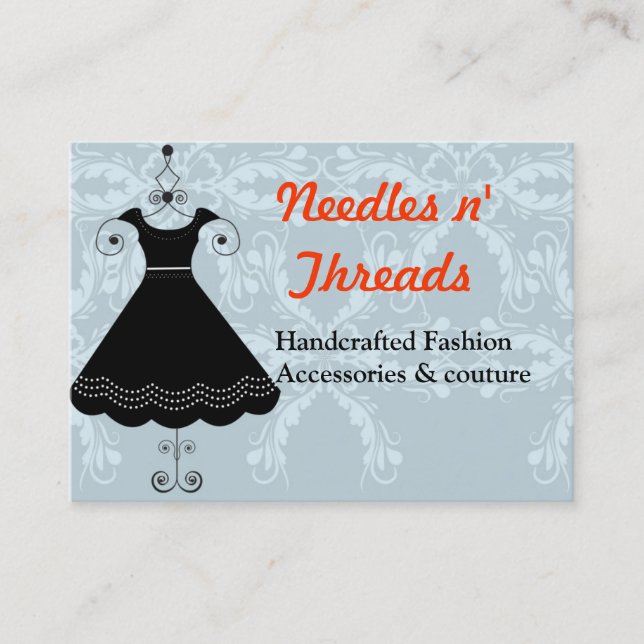 Sewing Couture black couture stitching seamstress Business Card (Front)