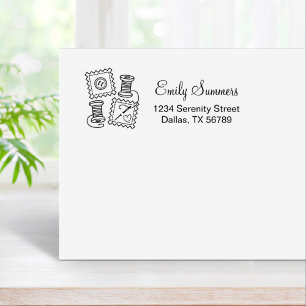 Sewing Craft Hobby Address Rubber Stamp
