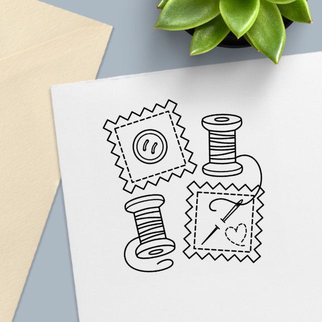 Sewing Craft Hobby - Fabric Button Needle Thread Self-inking Stamp (Creator Uploaded)