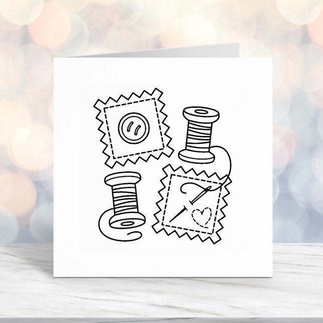 Sewing Craft Hobby - Fabric Button Needle Thread Self-inking Stamp (Creator Uploaded)